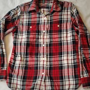 Ralph Lauren Red and Black Plaid Shirt Button Down EUC Small